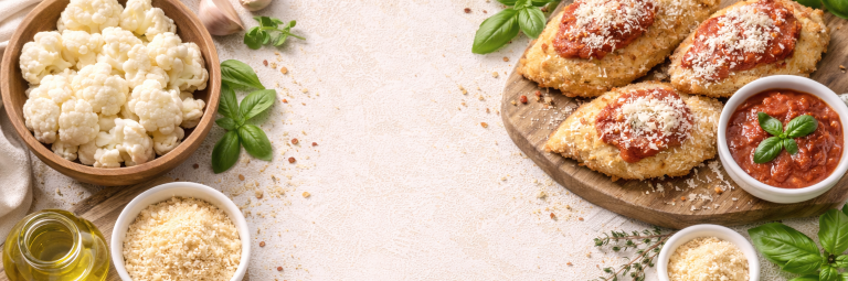 Chou-fleur et poulet à la parmigiane